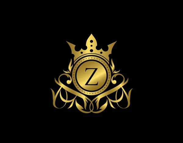 Luxury Boutique Letter Logo Elegant Gold Floral Badge Design Royalty — Stock Vector