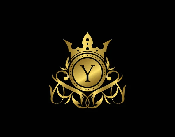 Butik Mewah Logo Surat Elegan Desain Lencana Bunga Emas Untuk - Stok Vektor