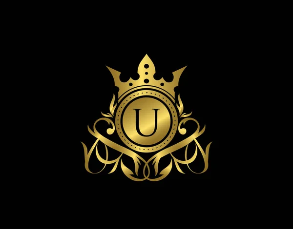Luxo Boutique Letter Logo Design Crachá Floral Ouro Elegante Para — Vetor de Stock