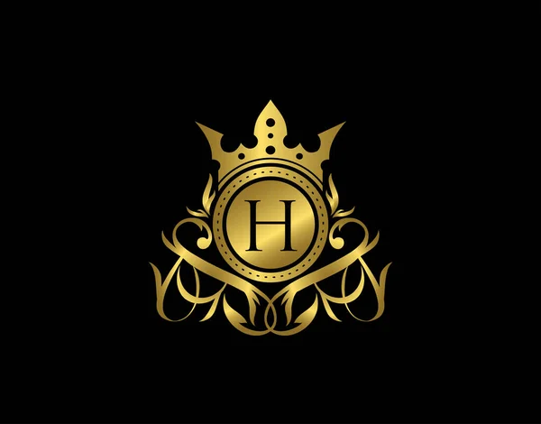 Розкішна Бульбашка Лист Лого Елегантний Дизайн Золотих Квіткових Значків Royalty — стоковий вектор