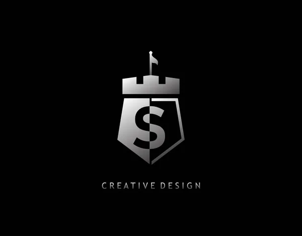 Sletter 아이콘 Spave Elegant Shield Shape Kingdom Logo Design — 스톡 벡터