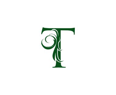 Klasik Yeşil T Harfi Çiçek Logosu Tasarımı