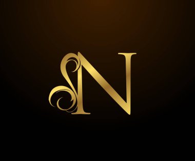 Zarif Baş harfler ve Altın Harf logosu. Kitap tasarımı için klasik amblem, yabani otlar, marka adı, kartvizit, restoran, butik, otel. 