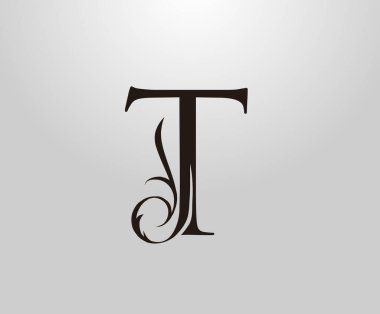 Klasik T Harfi logosu. Zarif kraliyet tarzı. Kitap tasarımı, düğün davetiyesi, marka adı, restoran, butik, otel için klasik amblemi.. 