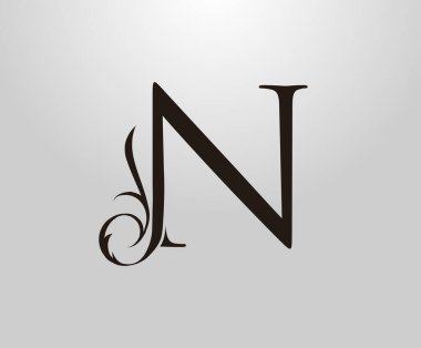 Klasik N Harfi logosu. Zarif kraliyet tarzı Kitap tasarımı, düğün davetiyesi, marka adı, restoran, butik, otel amblemi.. 
