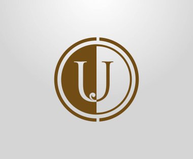 Damga amblemini işaretle. Zarif kraliyet tarzı. Kitap tasarımı, düğün davetiyesi, marka adı, restoran, butik, otel için amblem çizilmiş ilk U.. 