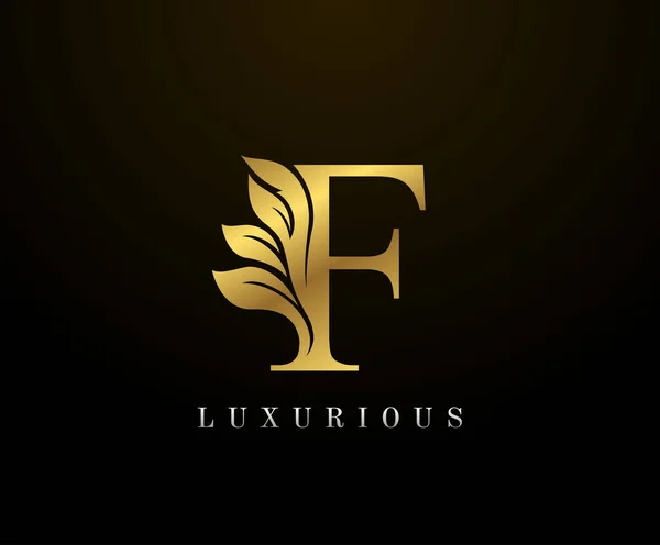 Golden Elegant Letra Logotipo Floral Emblema Desenhado Vintage Para Design —  Vetores de Stock