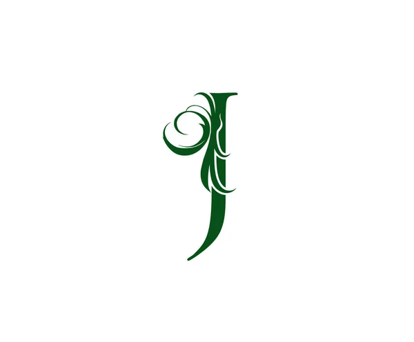 Vintage Lettera Verde Logo Floreale — Vettoriale Stock