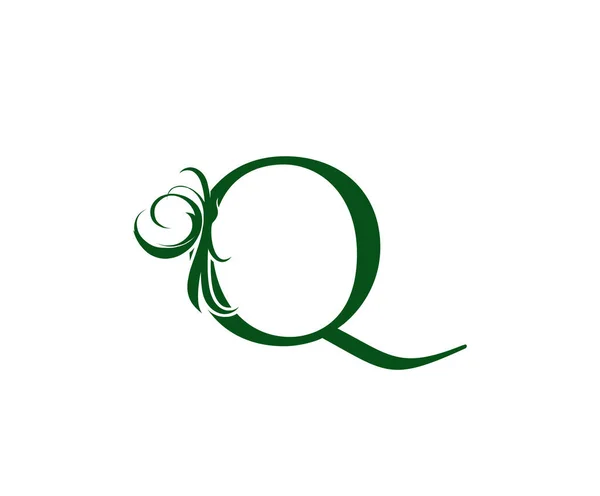 Klasik Yeşil Harfi Çiçek Logosu Tasarımı — Stok Vektör