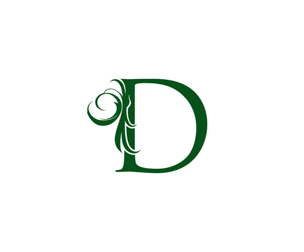 Vintage Verde Letra Floral Logo Diseño — Vector de stock