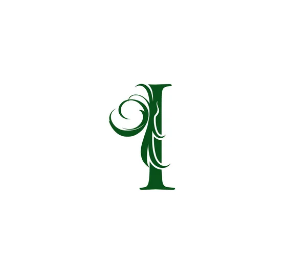 Vintage Green Letter Floral Logo Design — 스톡 벡터