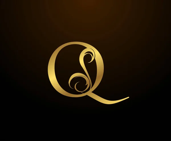 Graceful Initial Gold Letter Logo Винтажный Рисунок Оформления Книги Открытки — стоковый вектор