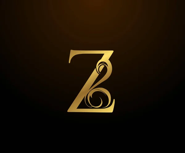Zarif Harfli Altın Harf Logosu Kitap Tasarımı Için Klasik Amblem — Stok Vektör