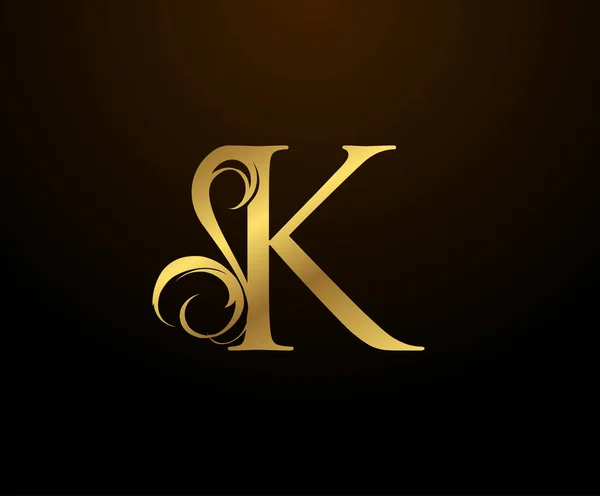 Zarif Harfli Altın Harfli Logo Kitap Tasarımı Için Klasik Amblem — Stok Vektör
