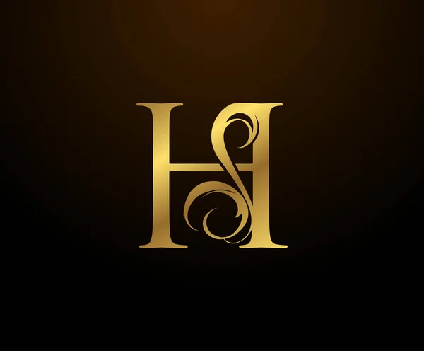 Graceful Inicial Logotipo Letra Oro Emblema Dibujado Vintage Para Diseño — Vector de stock