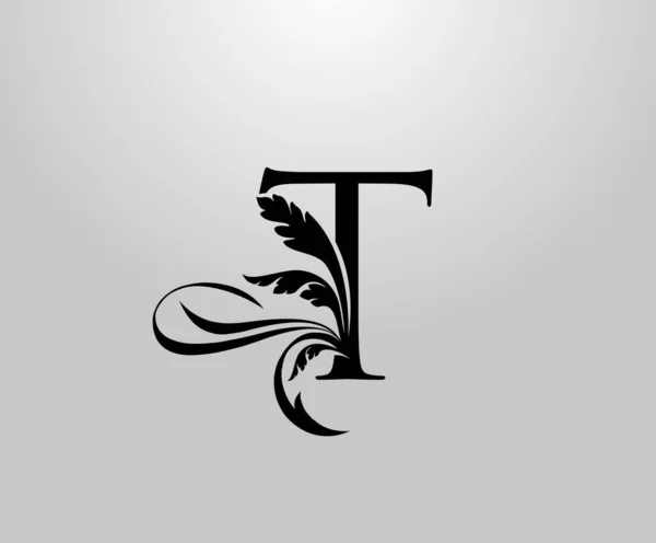 Классическая Буква Цветочный Логотип Винтажный Рисунок Оформления Книги Открытки Бренда — стоковый вектор