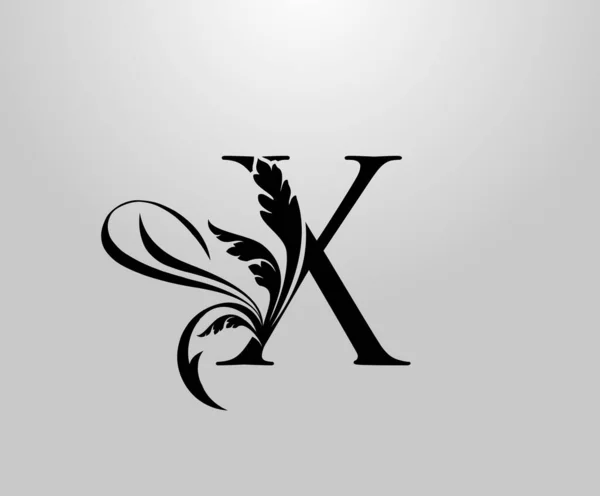 经典典雅的字母X花卉标志 书籍设计 除草卡片 品牌名称 精品店 酒店等的古董绘画标志 — 图库矢量图片
