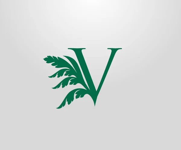 Logo Classico Lettera Lusso Lettera Con Green Floral Shape Design — Vettoriale Stock