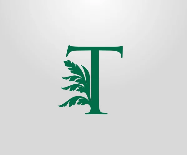 Klasyczne Logo Literowe Luxury Logo List Zielonych Kwiatów Projekt Idealny — Wektor stockowy