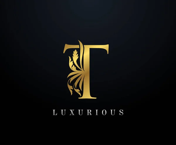 Gold Luxury Letra Logo Estilo Gracioso Caligráfico Belo Logotipo Emblema —  Vetores de Stock