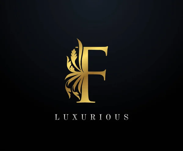 Złota Luksusowa Litera Logo Pełen Wdzięku Styl Piękne Logo Kaligraficzne — Wektor stockowy