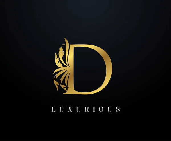 Gold Luxury letter D Logo. Graceful style. Calligraphic beautiful logo. Vintage drawn emblem for book design, brand name, business card, Restaurant, Boutique, Hotel. Vector illustration