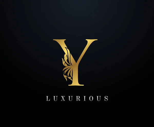 Gold Luxo Letra Logo Estilo Gracioso Caligráfico Belo Logotipo Emblema — Vetor de Stock