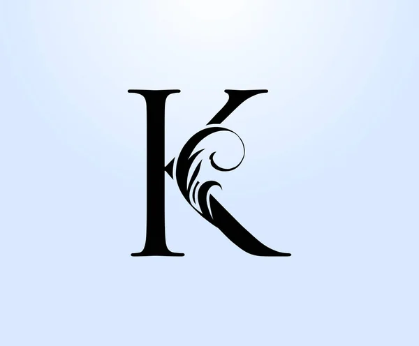 华丽的字母K Crest标志 书籍设计 除草卡片 品牌名称 精品店 酒店等经典绘画标志 — 图库矢量图片