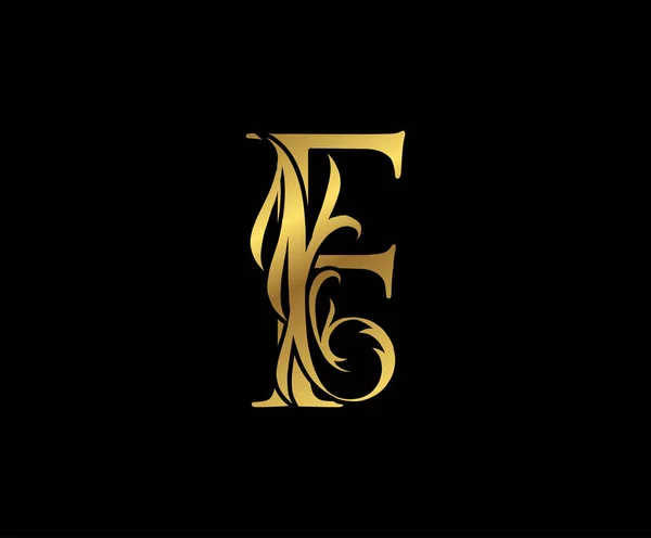 Elegantes Elegantes Gold Letter Floral Logo Vintage Swirl Gezeichnetes Emblem — Stockvektor