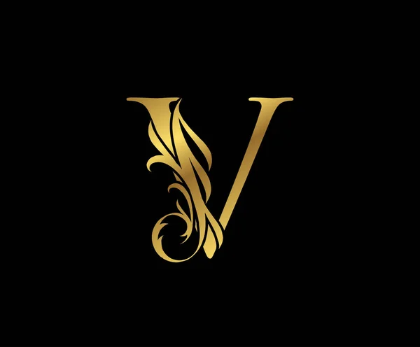 Elegantes Elegantes Gold Letter Floral Logo Vintage Swirl Gezeichnetes Emblem — Stockvektor