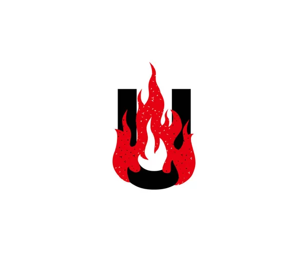 Icono Letra Ardiente Diseño Del Logotipo Fama Del Fuego Caliente — Vector de stock