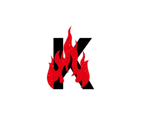 Burning Letter Icon Hot Fire Fame Logo Design — Stockvektor