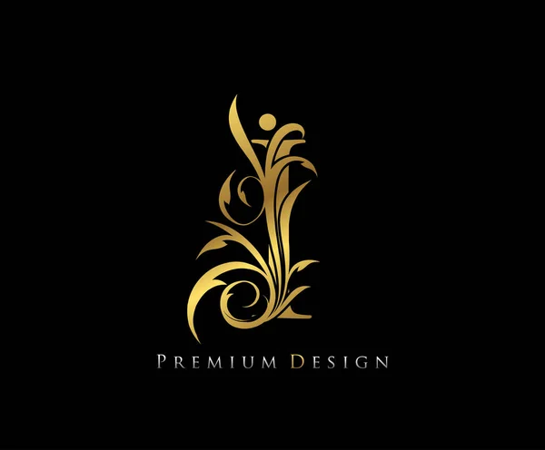List Sprawie Luksusowego Złota Premium Pełen Wdzięku Styl Piękne Logo — Wektor stockowy