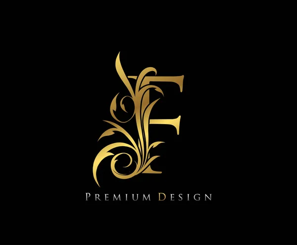 Luxo Ouro Premium Carta Estilo Gracioso Caligráfico Belo Logotipo Emblema — Vetor de Stock