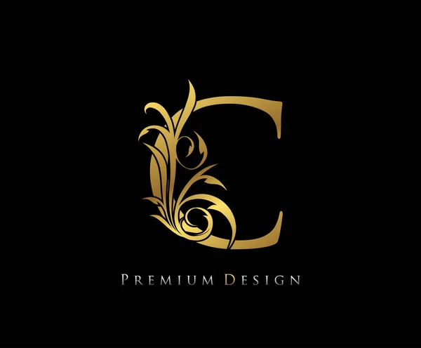 Luxo Ouro Premium Carta Estilo Gracioso Caligráfico Belo Logotipo Emblema — Vetor de Stock