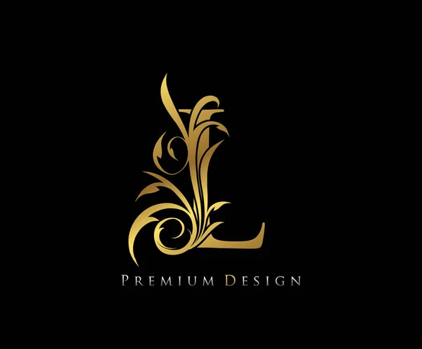 Luxo Ouro Premium Letter Estilo Gracioso Caligráfico Belo Logotipo Emblema —  Vetores de Stock