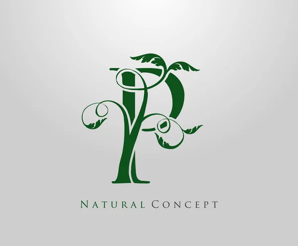 Lettre Logo Nature Concept Vert Arbre Feuille Symbole Initiales Icône — Image vectorielle