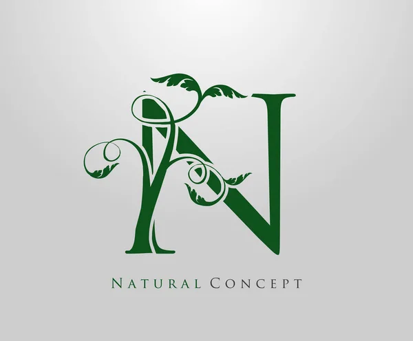 Lettre Logo Nature Concept Vert Arbre Feuille Symbole Initiales Icône — Image vectorielle