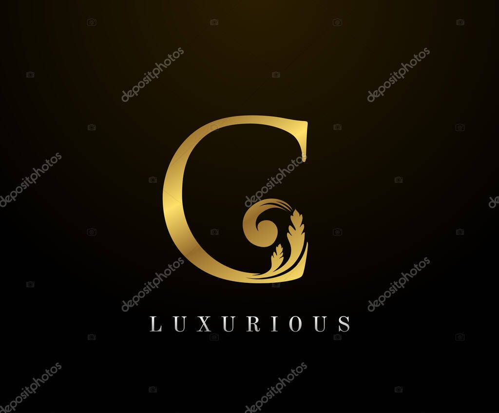Gold Elegant letter C Logo. Graceful style. Calligraphic beautiful logo. Vintage drawn emblem for book design, brand name, business card, Restaurant, Boutique, Hotel. Vector illustration