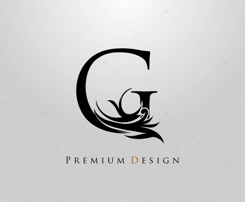 Classic Letter G Heraldic logo. Vintage classic gothic drawn emblem for book design, letter stamp, weeding card, brand name, business card, Restaurant, Boutique, Hotel.