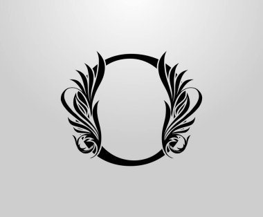 O Zarif Kraliyet tarzı. Güzel kaligrafik logo. Kitap tasarımı için klasik amblem, düğün logosu, mektup damgası, restoran, butik, otel.  