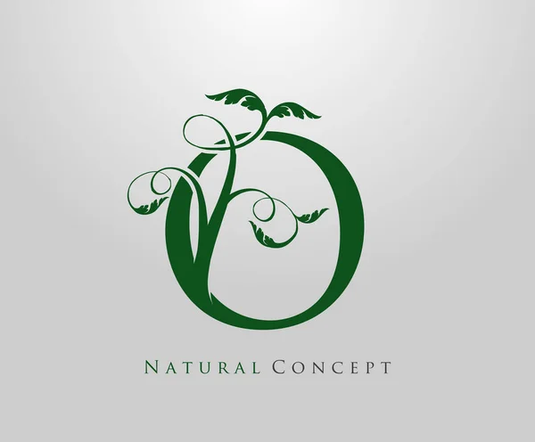 Lettre Logo Nature Concept Vert Arbre Feuille Symbole Initiales Icône — Image vectorielle