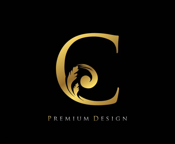 Gold Elegant Letter Graaceful Royal Style Caligráfico Belo Logotipo Emblema — Vetor de Stock