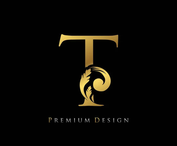 Gold Elegante Letra Gracioso Estilo Real Caligráfico Belo Logotipo Emblema — Vetor de Stock
