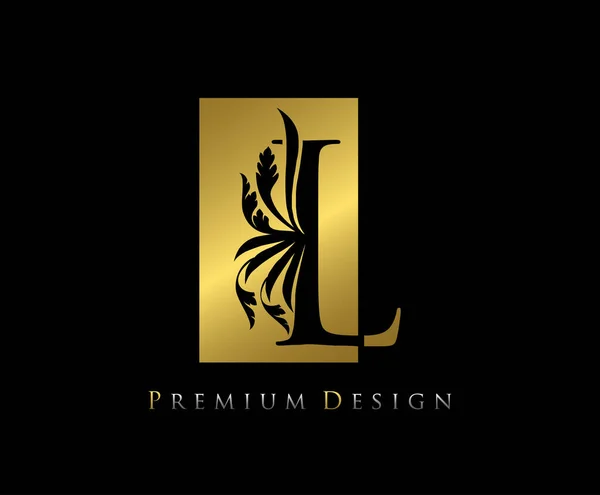 Icono Logotipo Lujo Elegante Diseño Logotipo Letra Oro Espacio Negativo — Archivo Imágenes Vectoriales