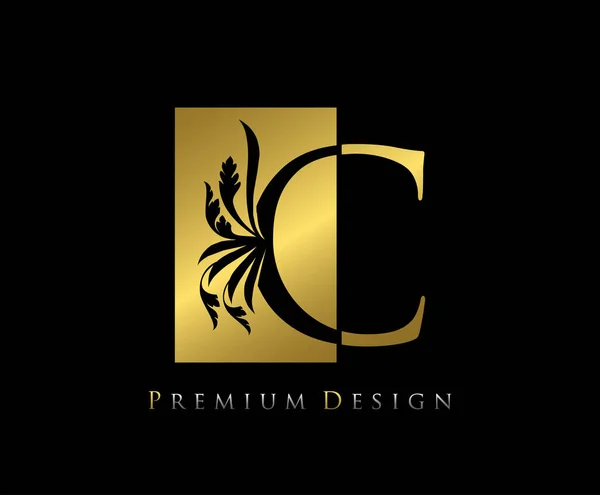 Elegáns Luxury Logo Ikon Vintage Negatív Space Gold Betűtervezés Tökéletes — Stock Vector