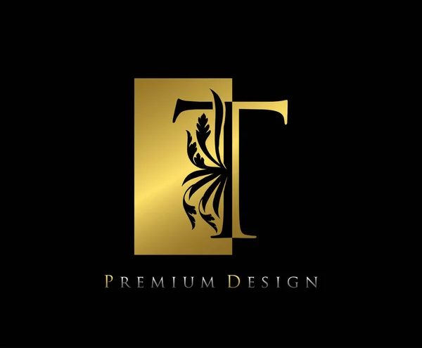 Elegantes Luxury Logo Icon Vintage Negative Space Gold Letter Logo — Stockvektor