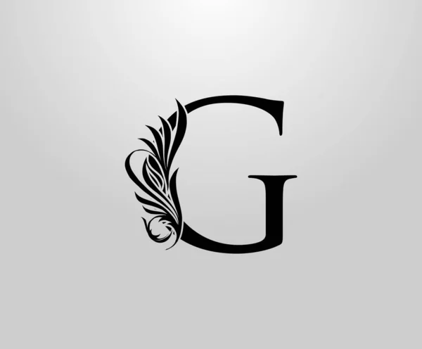 Gレタークラシック ヘラルドのロゴ 優雅な花のアルファベットのマークのための本のデザイン 手紙のスタンプ 結婚式のカード ブランド名 レストラン ブティック ホテル — ストックベクタ