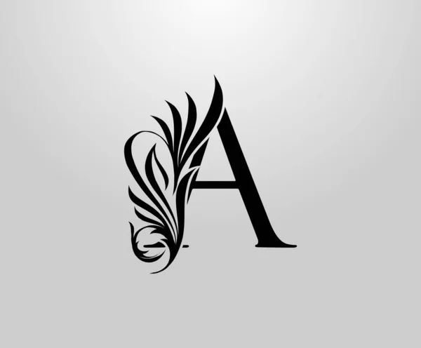 Een Letter Classic Heraldisch Logo Graceful Floral Alfabet Mark Voor — Stockvector