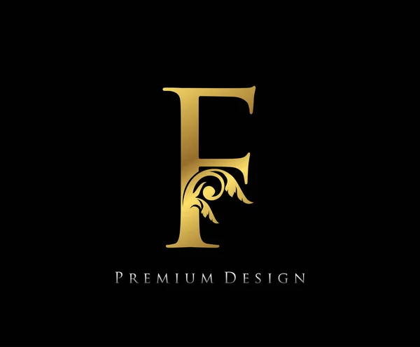 List Luxury Gold Design Pełen Wdzięku Styl Piękne Logo Kaligraficzne — Wektor stockowy